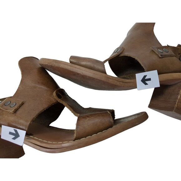 Barbara Barbieri Sandals Womens 6 Brown Leather Heel Open Toe Ankle Strap - Picture 8 of 10